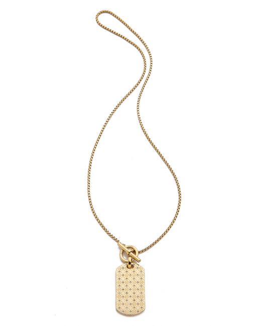 Michael Kors Metallic Mk Monogram Dog Tag Necklace - Gold