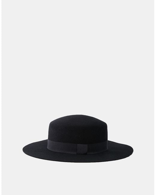 Asos Flat Top Hat In Black Felt With Wide Brim in Black for Men | Lyst