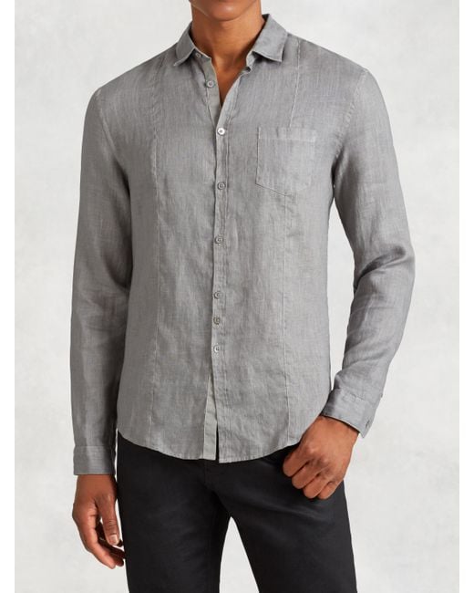John Varvatos Gray Linen Shirt for men