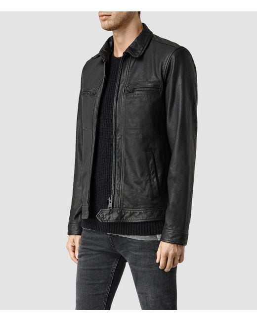 Allsaints Lark Leather Jacket in Black for Men | Lyst