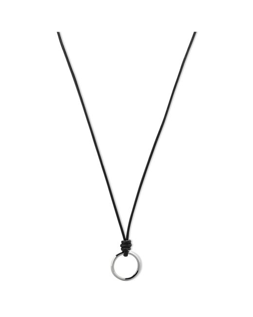 Fossil Leather Cord Silvertone Charm Necklace in Black | Lyst
