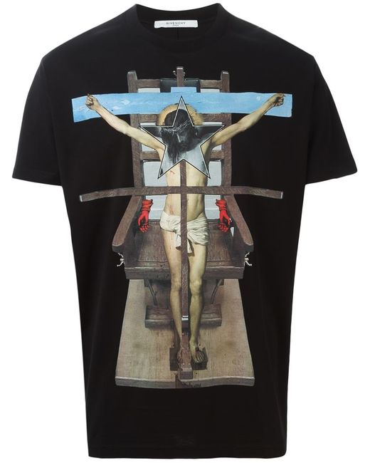 Givenchy Black 'christ Cruz' T-shirt for men