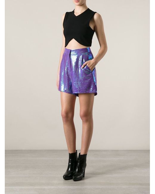 Acne Studios Purple Sequin Shorts