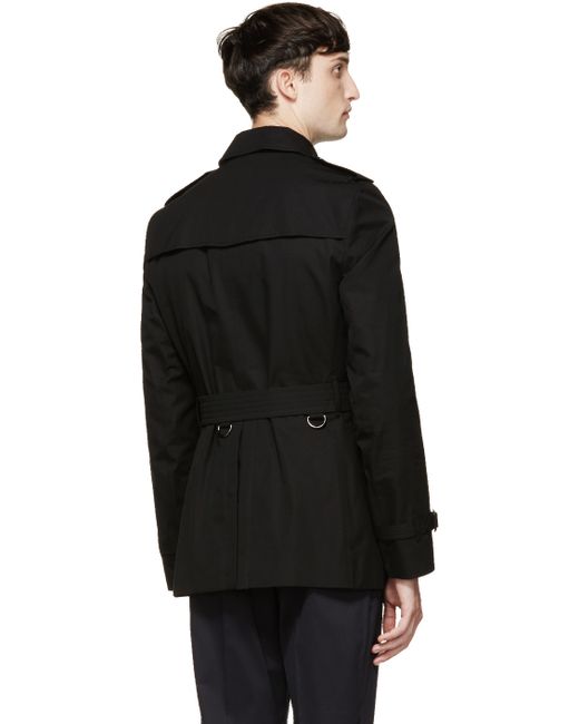 Burberry Black Sandringham Short Trench Coat for men