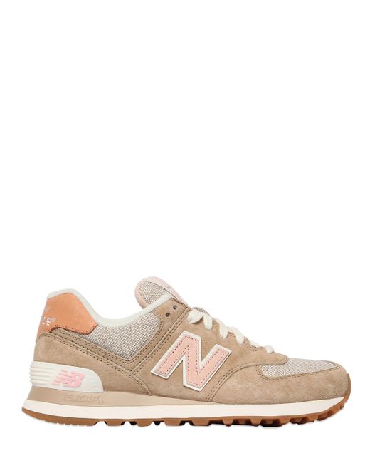 New Balance Natural 574 Suede and Canvas Low-Top Sneakers