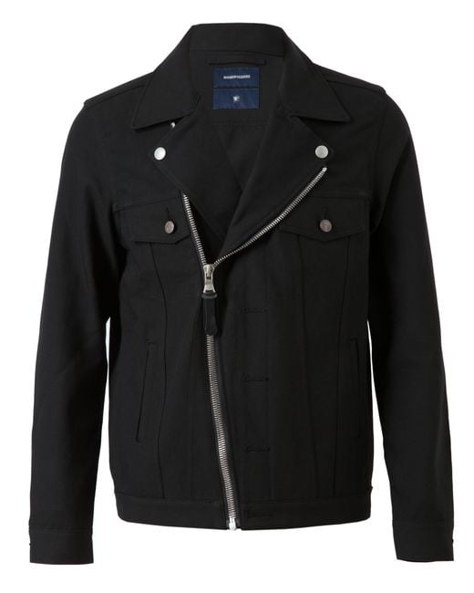 Miharayasuhiro Black Structured Cotton Biker Jacket for men