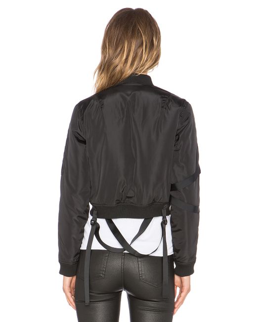 Stampd Cropped Strapped Bomber Jacket in Black | Lyst
