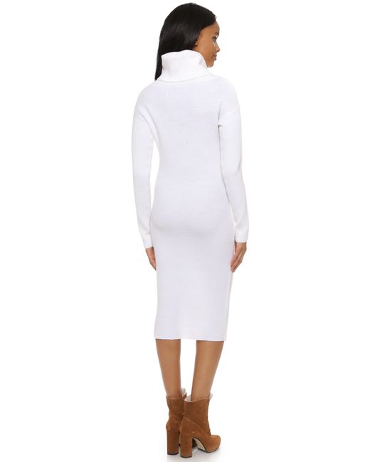 DKNY White Long Sleeve Turtleneck Dress