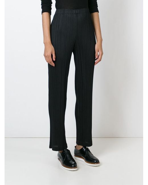 パンツ ISSEY MIYAKE Women Straight Pants IM48KF36015 Black Basics Straight Leg Pants in Black – SVRN