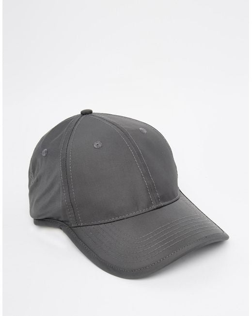 ASOS Gray Baseball Cap In Grey Nylon With Bungee Cord Fastener for men