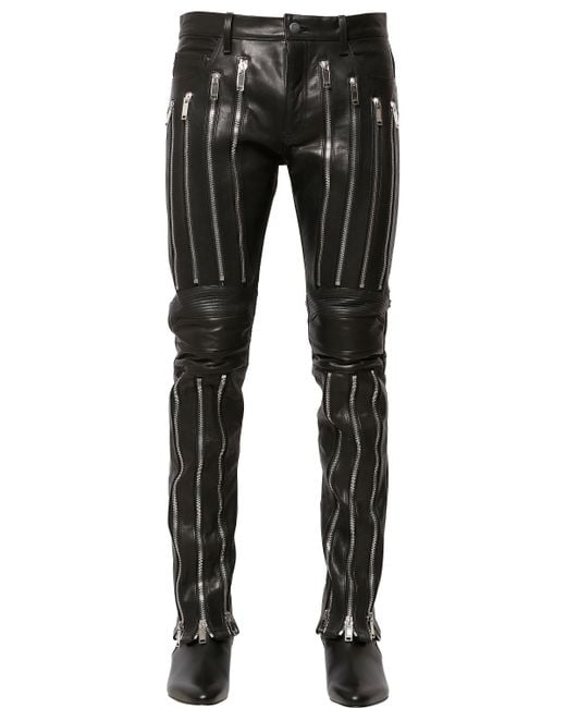 Christian Dada Black 17cm Multi Zip Leather Biker Pants