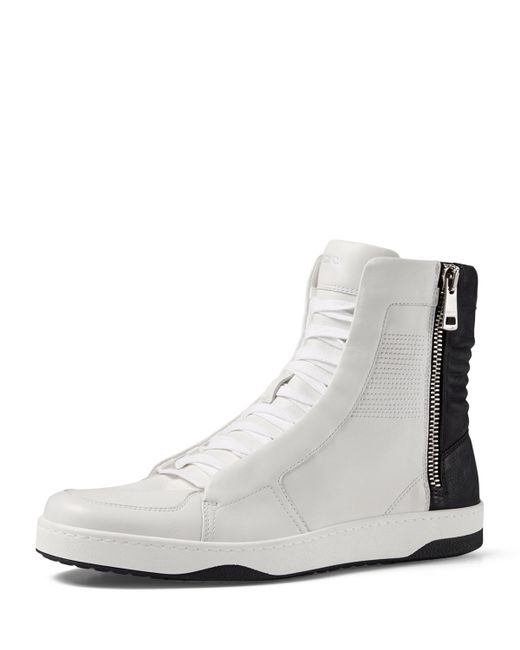 black and white gucci sneakers gucci leather high top sneaker with zipper in white wht black and white gucci sneakers gucci leather high top sneaker with zipper in white wht