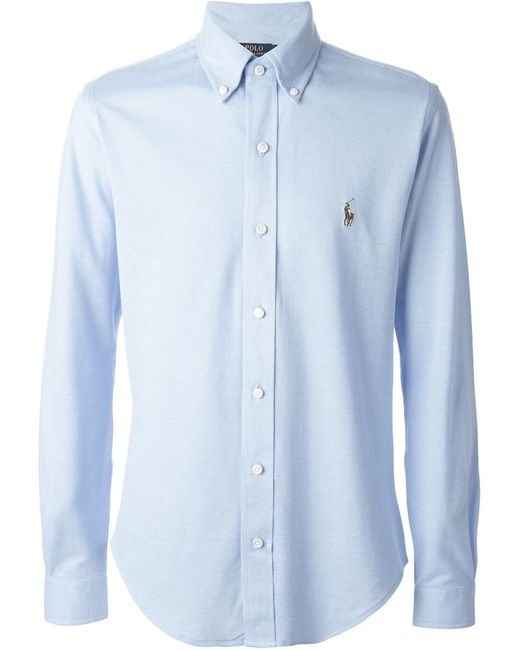 Polo Ralph Lauren Blue Logo Embroidered Classic Shirt for men