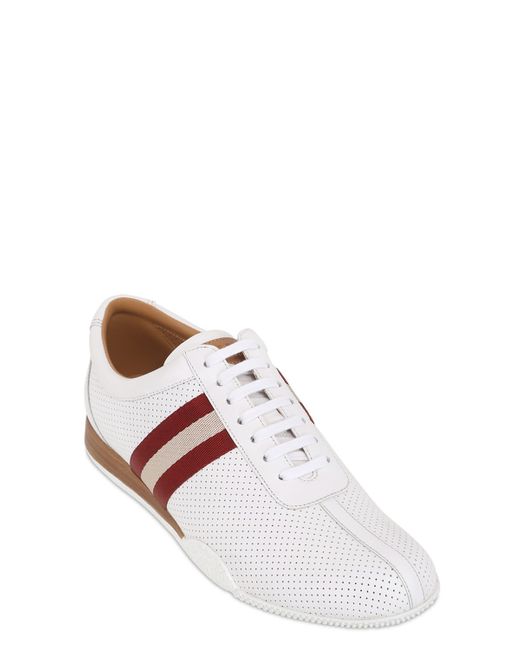 Bally White Frenz Perforated Leather Sneakers for men
