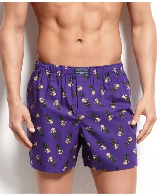 Polo Ralph Lauren Purple Men'S Bear Print Woven Boxers for men