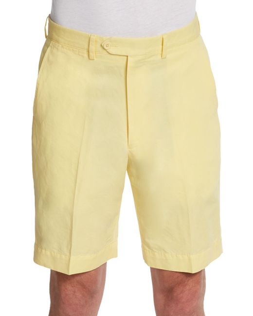 Santorelli Romeo Cotton & Linen Shorts in Yellow for Men Lyst