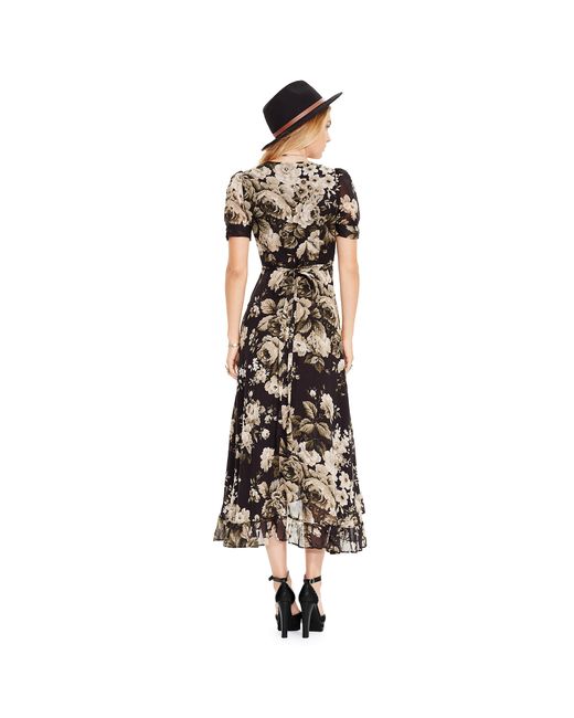 denim & supply floral wrap dress Denim & Supply Ralph Lauren Womens Floral Print Wrap Flounce Dress Blue M