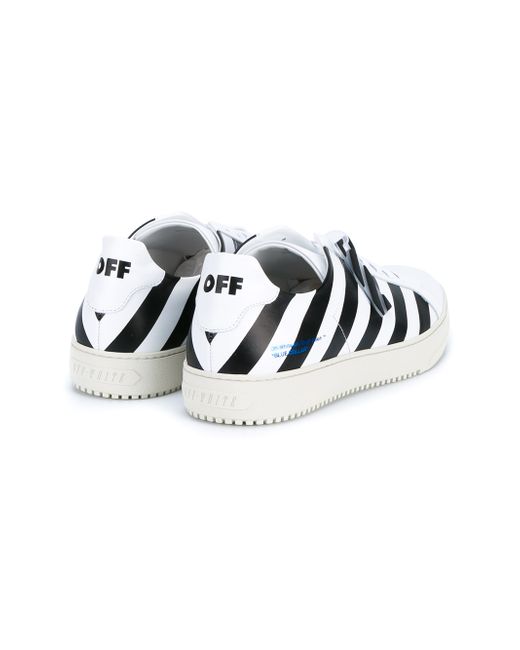 Off-White c/o Virgil Abloh Striped Leather Sneakers in White for Men | Lyst