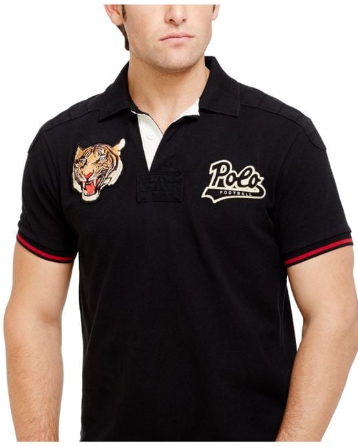 Polo Ralph Lauren Black Custom-Fit Tiger-Head Polo for men