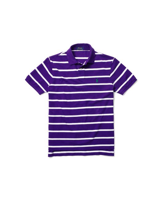 Polo Ralph Lauren Custom fit Striped Mesh Polo in Purple for Men Lyst