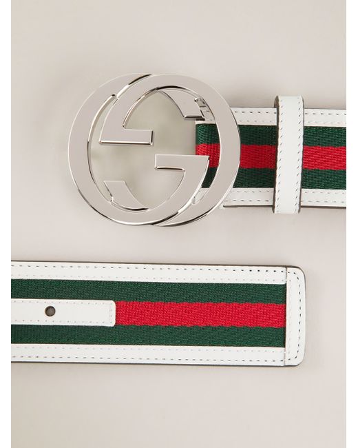 Gucci Striped Belt in White for Men | Lyst