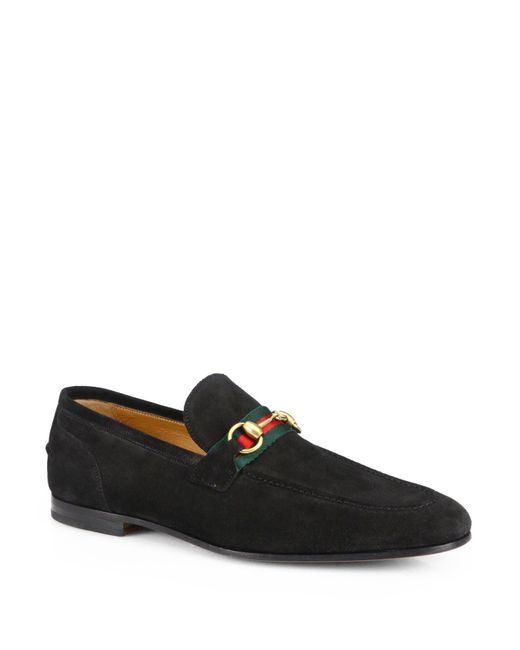 Moralsk uddannelse Svække Fedt Gucci Suede Horsebit Loafers in Black for Men | Lyst