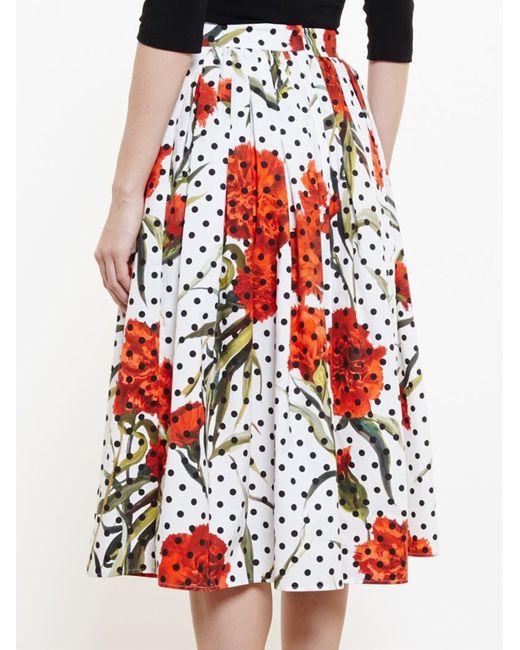 Dolce & Gabbana Green Polka Dot Roses Skirt
