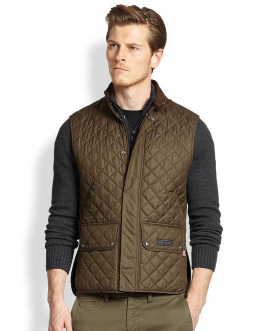 Belstaff Lightweight Technical Quilted Vest in Green for Men | Lyst