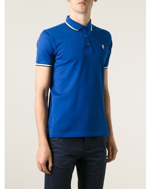 Pringle of Scotland Blue Logo Embroidered Polo Shirt for men