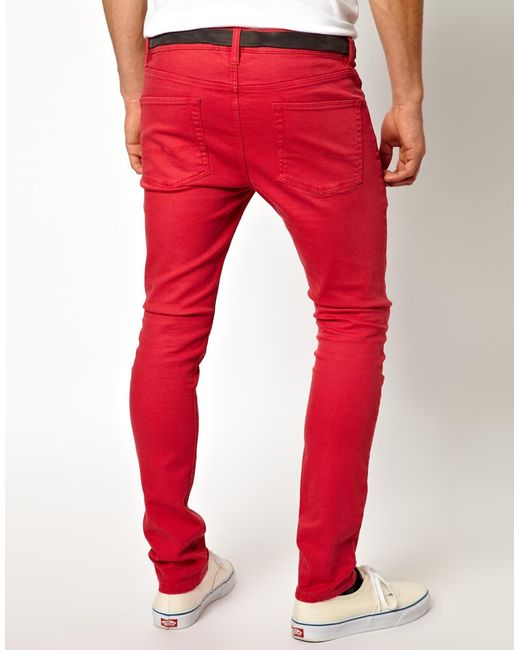ASOS Super Skinny Jeans in Red for Men | Lyst