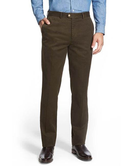 Bensol Slim Cotton Moleskin Pants in Brown for Men (TOBACCO) | Lyst