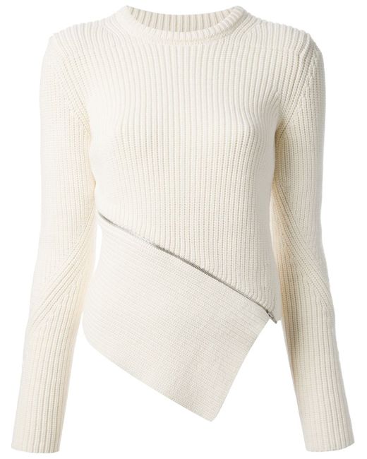 Alexander Wang White Zip Peel Away Sweater