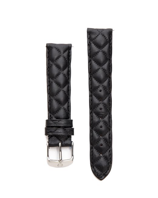 Michele 18mm Quilted Leather Watch Strap - Black