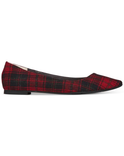 red and black plaid flats