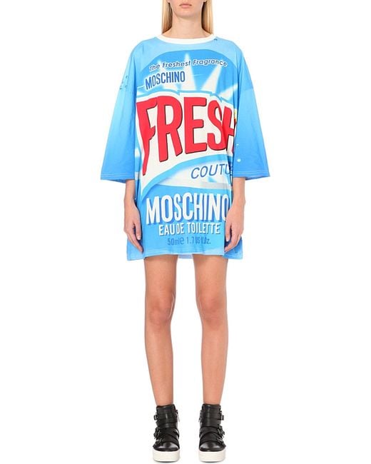 Moschino Fresh Couture Cotton-jersey Dress in Blue | Lyst