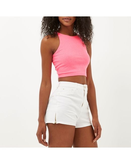pink racer crop top