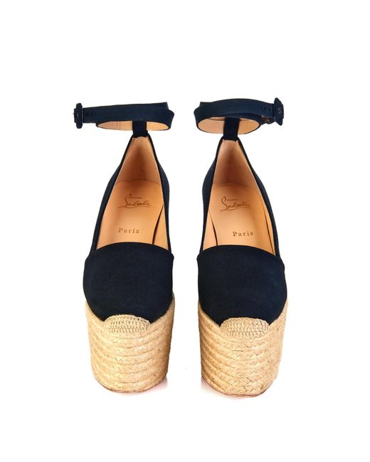 best christian louboutin replica sites - Christian louboutin Dehia Canvas Wedge Espadrilles in Black | Lyst