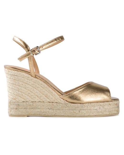 Castaner Metallic Wedge Sandals