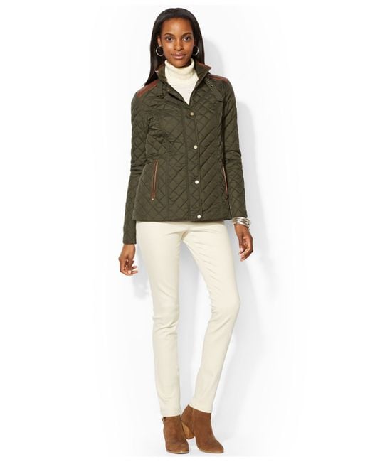 Lauren by Ralph Lauren Quilted Snap-Front Equestrian Jacket in