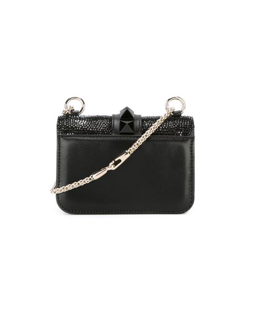 Valentino Lock Mini Crystal-Embellished Shoulder Bag in Black ...