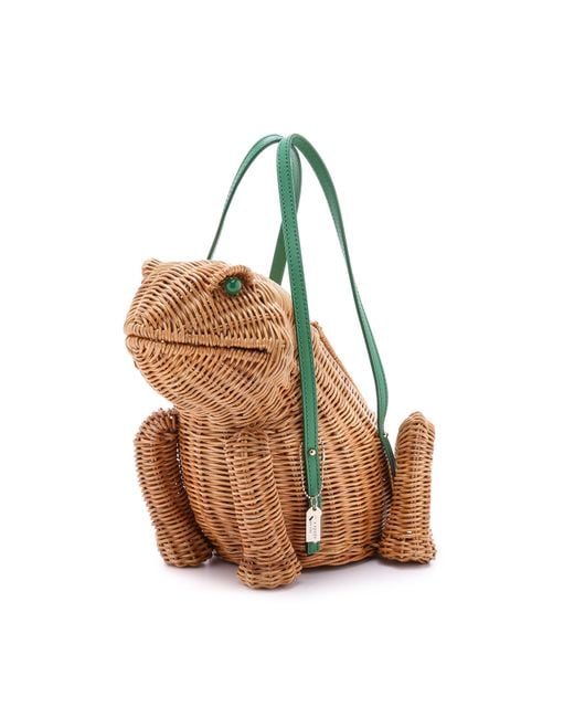 Kate Spade Spring Forward Wicker Frog Bag Natural Sprout Green