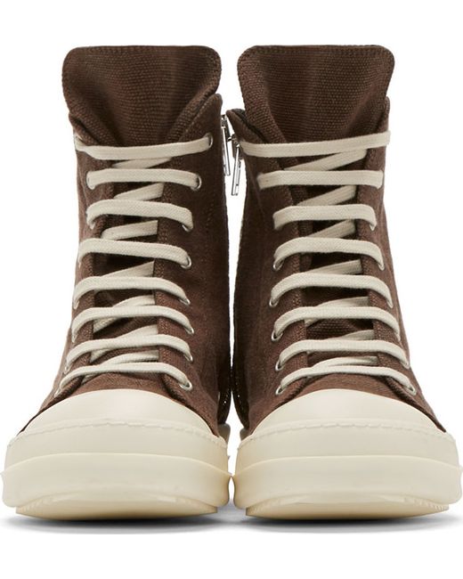 Rick Owens DRKSHDW Brown Denim High Top 
