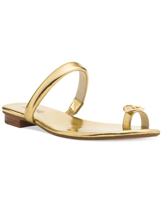 Michael Kors Michael Nora Toe Thong Sandals in Metallic | Lyst