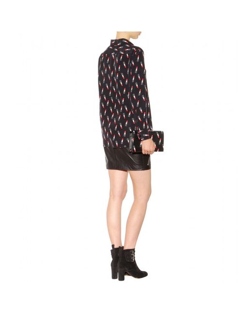 Saint Laurent Black Lipstick Print Blouse