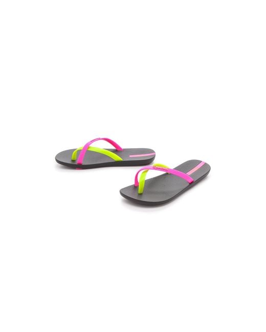 Ipanema Black Neon Thong Sandals - Bright Yellow/pink