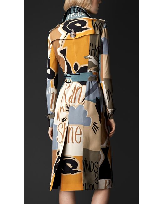 Burberry Book Cover Print Silk Trench Coat Lyst