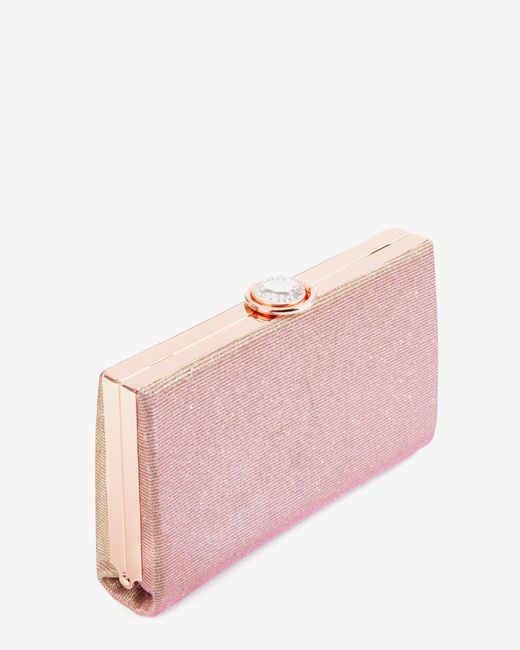 Ted Baker Pink Hard Case Glitter Clutch Bag