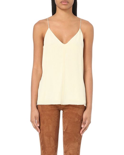 Closed V-neck Silk Camisole in White (Blanched almond) | Lyst