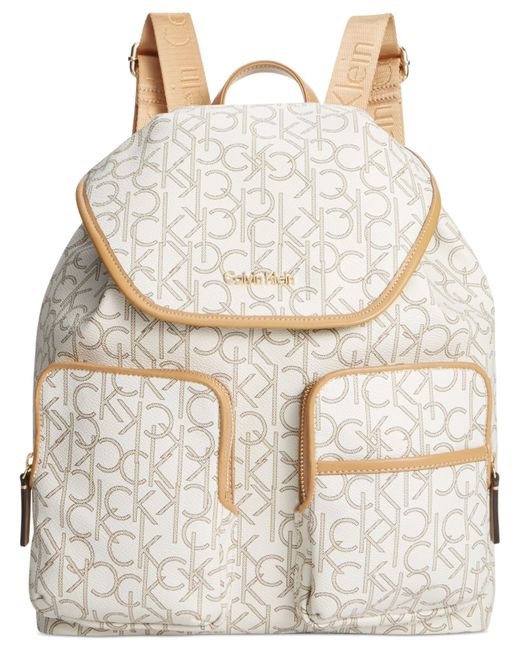 Calvin Klein White Hudson Monogram Backpack