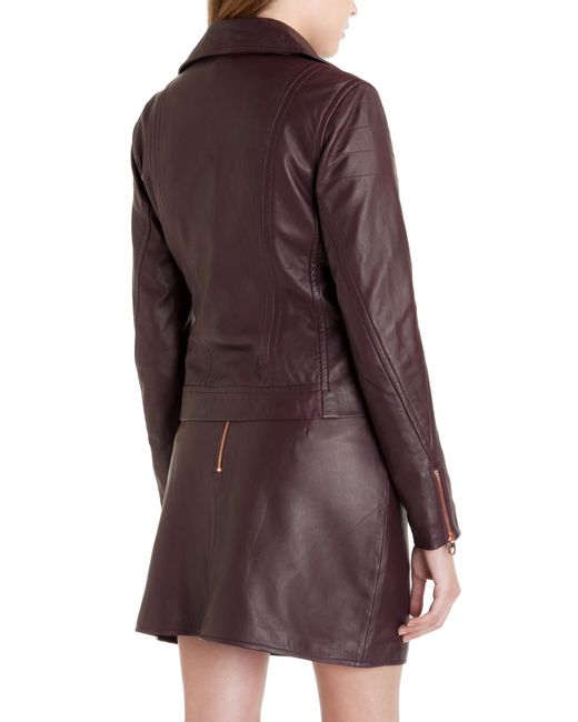 Ted Baker Purple Leather Biker Jacket